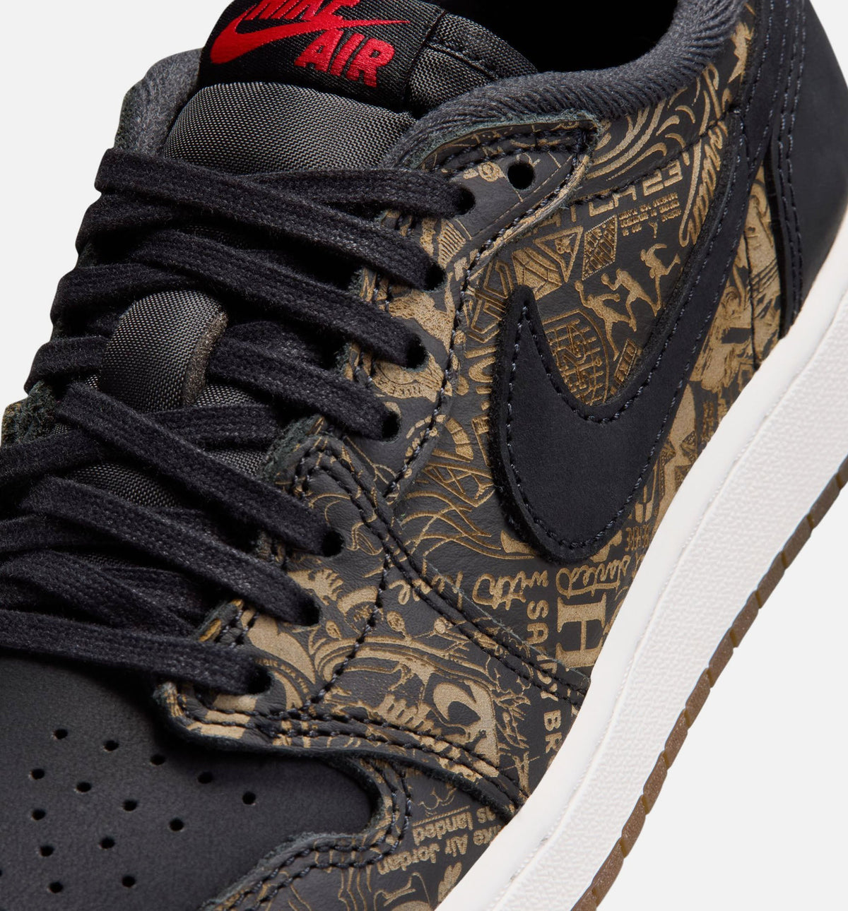 Air Jordan 1 Retro Low OG Laser Black and Varsity Red Grade School Lifestyle Shoe