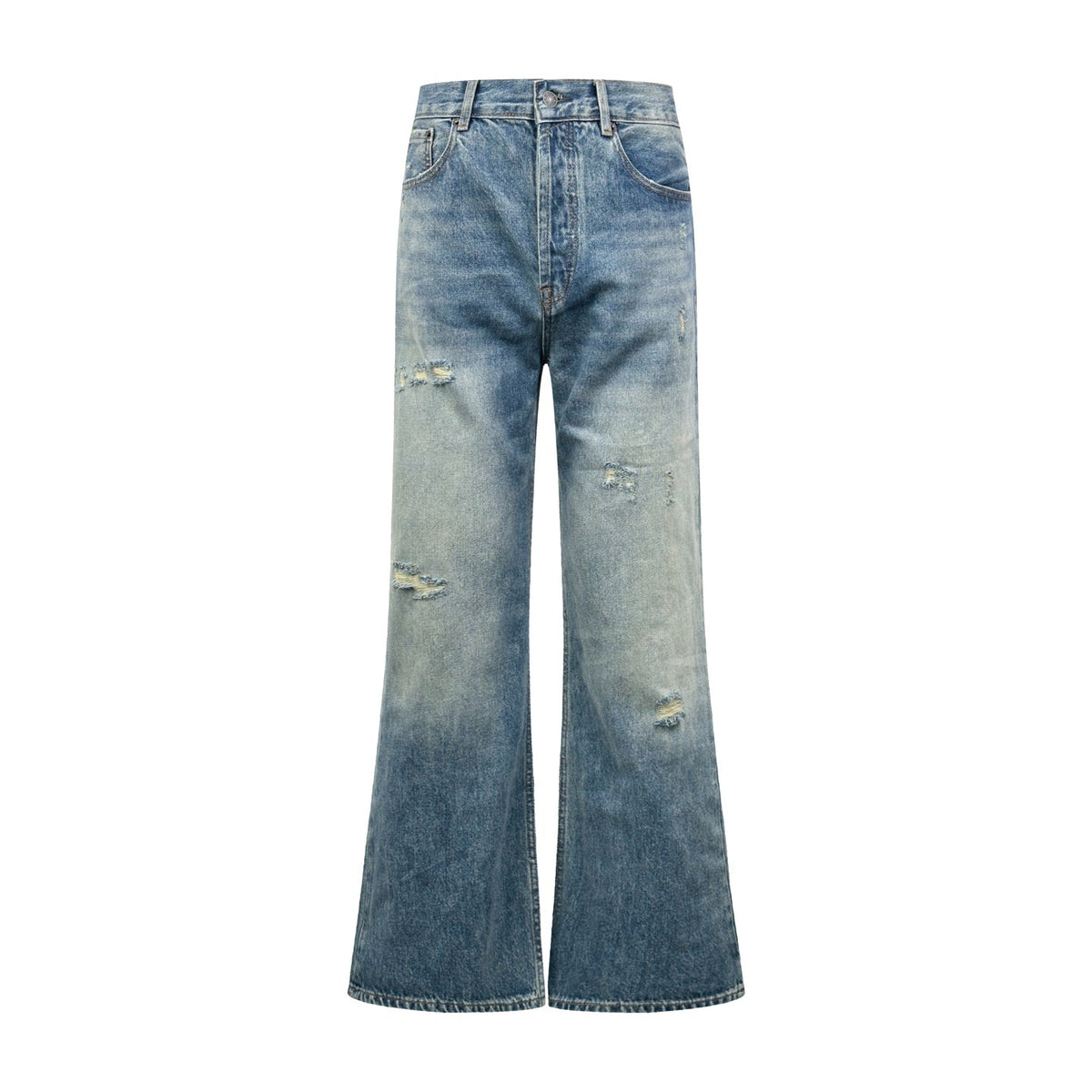 Acne Studios Distressed Flared Leg Vintage Wash Denim Jeans