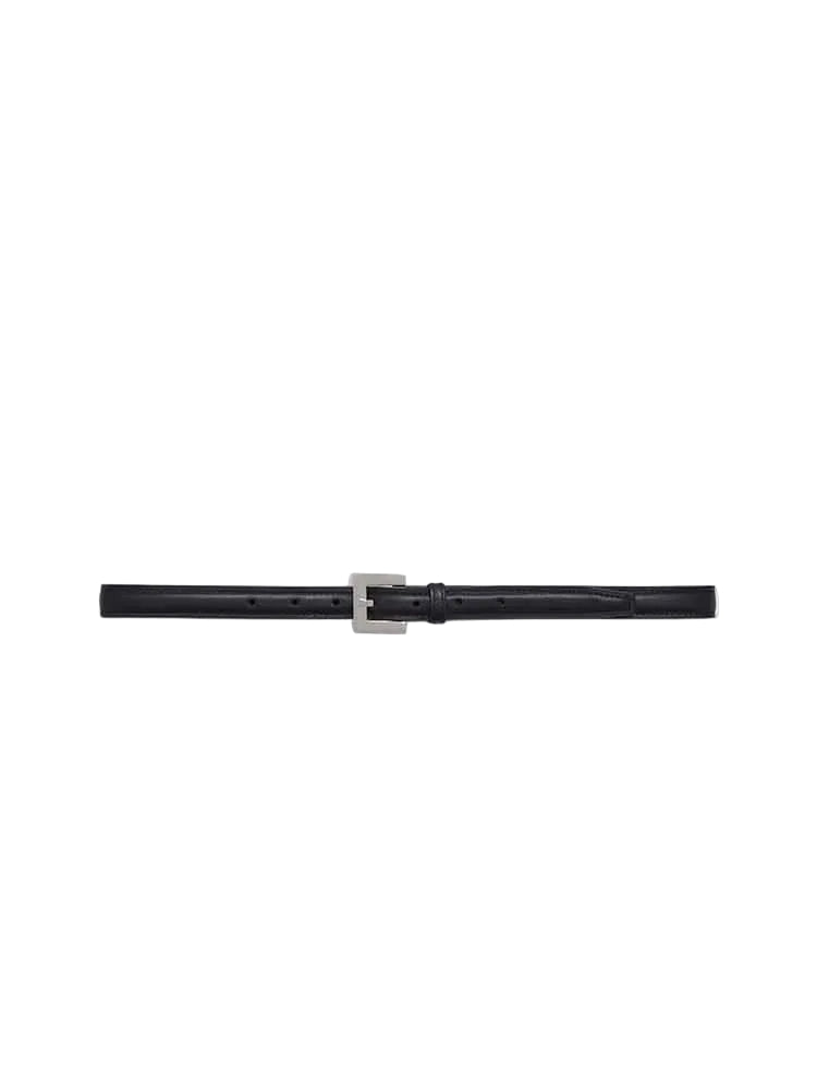ANINE BING Nicola Belt Black Square Buckle Slim Leather Waist Belt