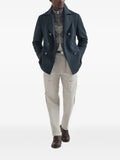 Brunello Cucinelli virgin wool, silk and cashmere chiné cable-knit cardigan intarsia