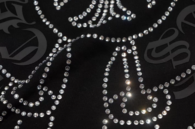 Rhinestone Gothic Graphic T-Shirt – Oversized Streetwear Tee