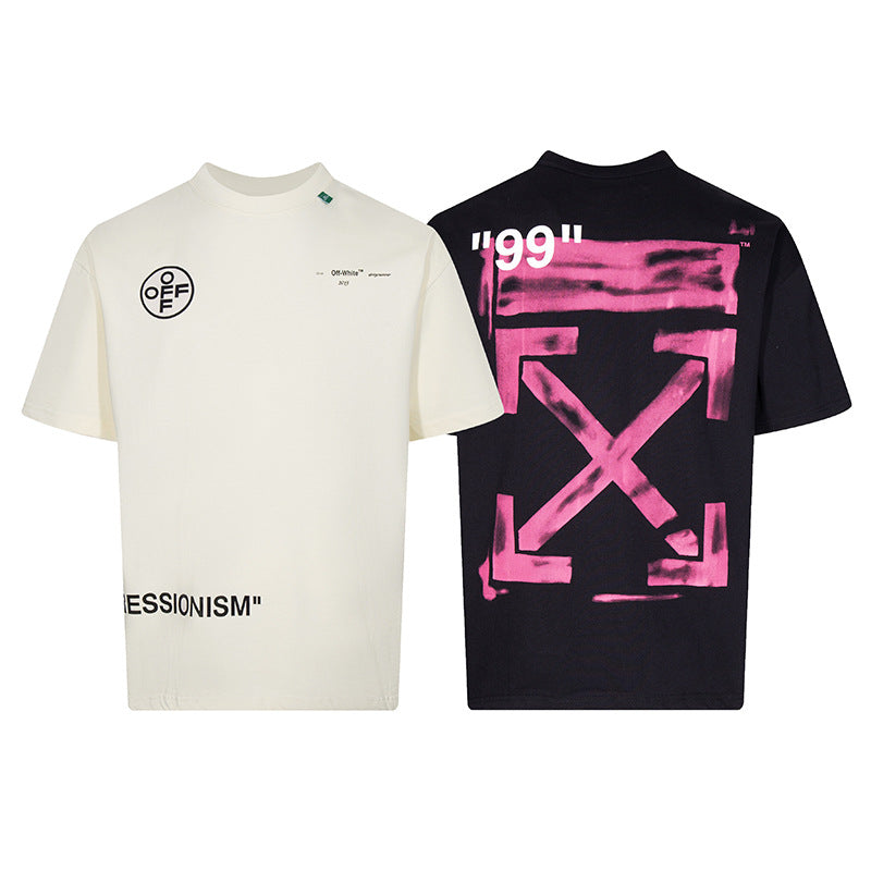 2026 New Off-White Arrow Print Tee Loose Crew Neck Streetwear T-Shirt