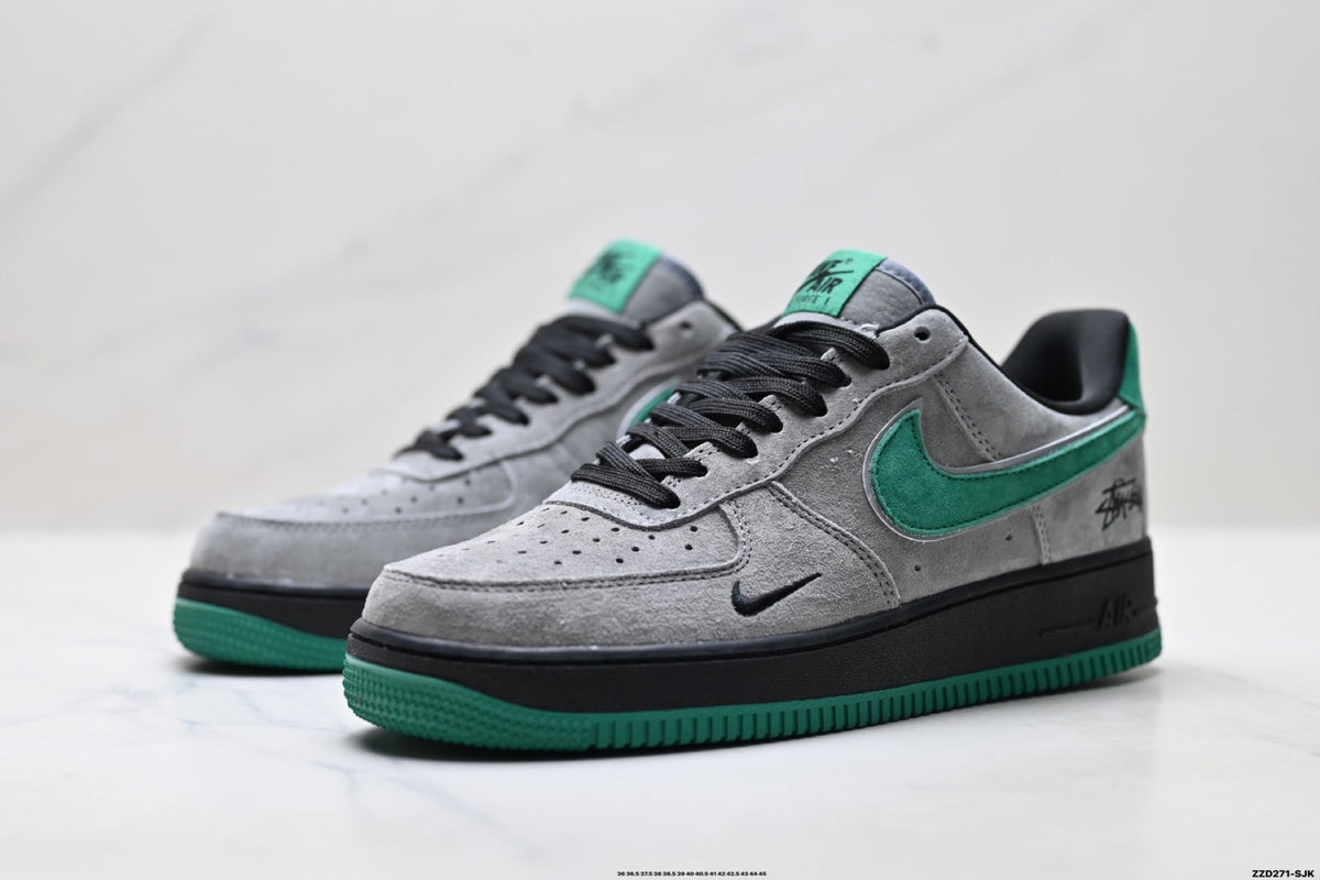 Nike Air Force 1 Low Gray Green Unisex Sneakers Style 13
