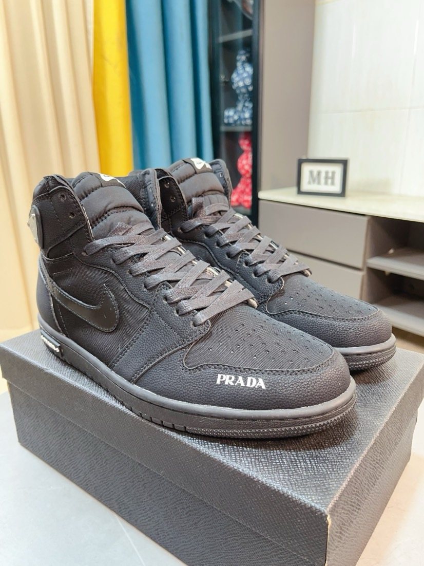 Prada Dark Charcoal High-Top Sneakers