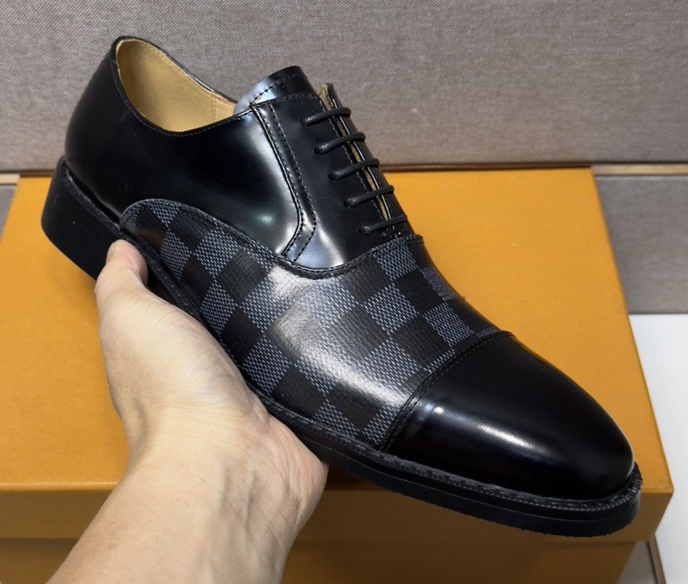 Louis Vuitton Check-Panel Lace-Up Dress Shoes